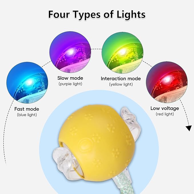 Interactive Cat Toys for Indoor Cats, Automatic Cat Ball Toy with Mesh Elastic Tail, Moving Kitten Toys for Bored Indoor Adult Cats, Chirping & Motion Activated