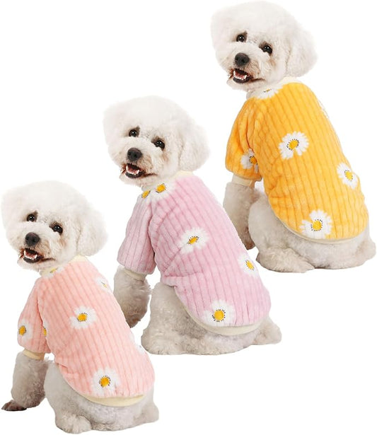 Dog Sweater, Dog Sweaters for Small Dogs, 2, 3 Pack Warm Soft Pet Clothes for Puppy, Medium Large Cat, Dogs Girl or Boy, Dog Shirt for Winter Christmas (Pink+Purple+Yellow, Large)
