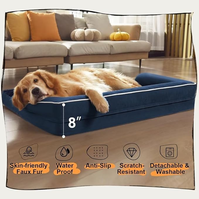 Small Dog Bed Orthopedic Washable Cat Bed Memory Foam Small Couch Sofa Indoor Comfy Pet Beds with Waterproof Removable Cover & Non-Slip Bottom