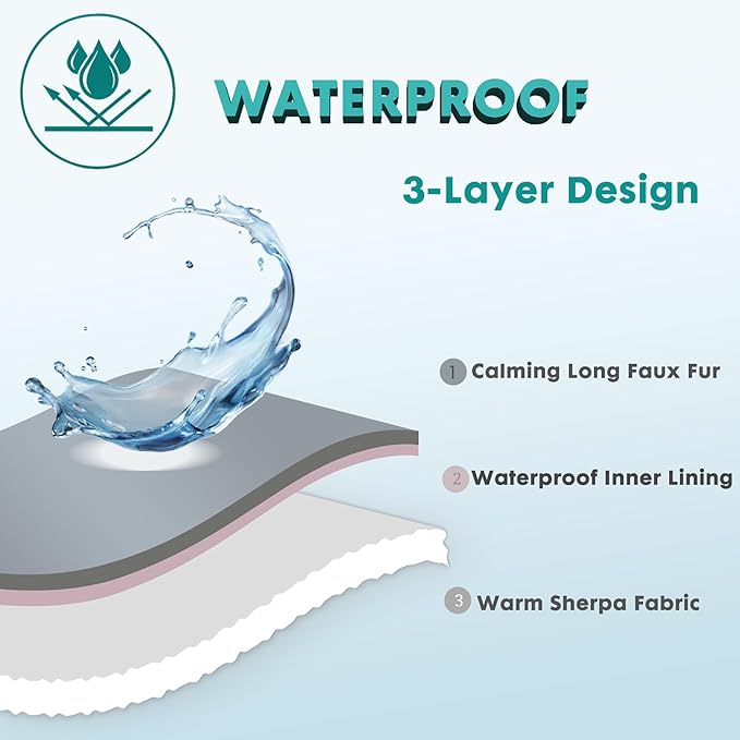 gogobunny Waterproof Dog Blanket for Large Dogs, Cats, Puppy, Reversible Faux Fur Pet Throw Blanket, Washable, Calming Furniture Protection for Sofa Bed (50x60 Inch (Pack of 1), Grey)