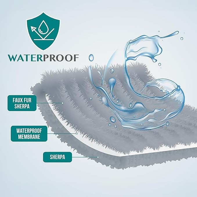 PetAmi Waterproof Dog Blanket for Medium Large Dogs, Calming Fleece Cat Blanket, Couch Protector Washable Sherpa Faux Fur Pet Throw for Puppy, Soft Reversible Leakproof 40x60 Taupe