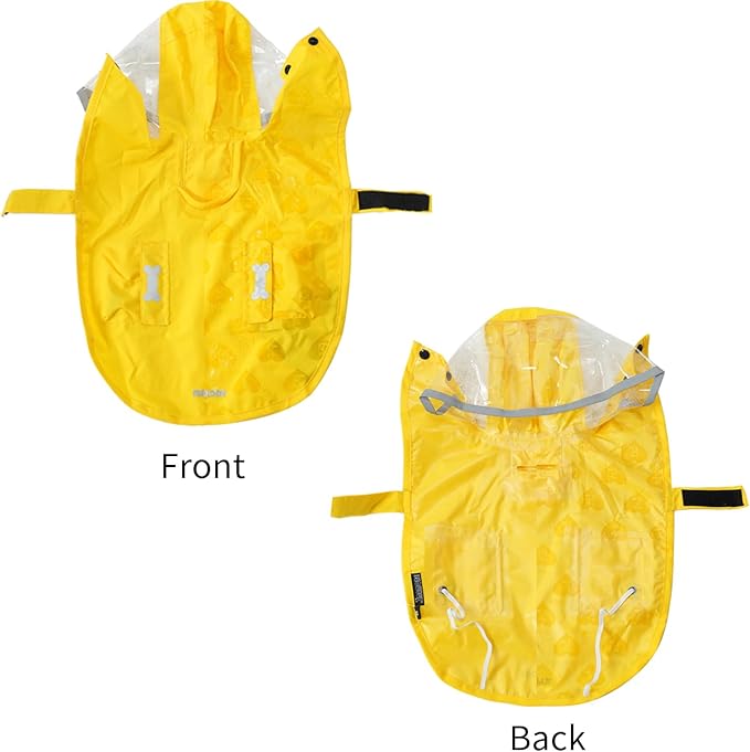 Waterproof Dog Raincoat, Adjustable Reflective Lightweight Pet Rain Clothes with Poncho Hood (Yellow(Water-Activated Color Change), Medium)