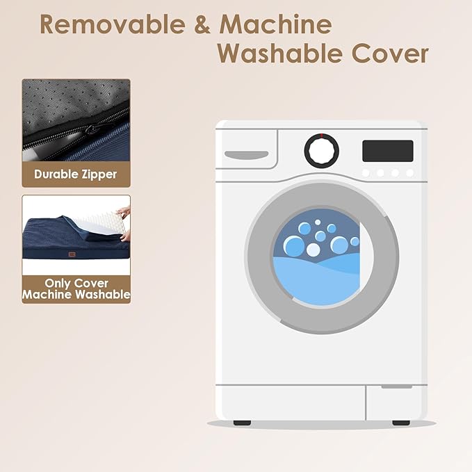 EHEYCIGA Orthopedic Dog Beds for Large Dogs with Removable Washable Cover, Navy, 36x27