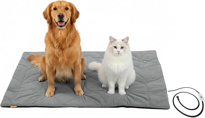 Dog Heating Pad (56"x40") - Waterproof Electric Heated Mat & Pet Bed for Indoor and Outdoor Use, Chew Resistant Cord, Machine Washable Cover with Wheat Pattern Quilting, for Cats and Pets