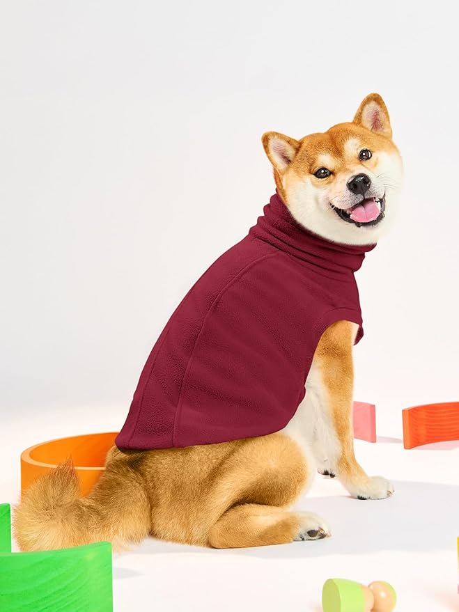 Haloumoning Fleece Dog Sweater Turtleneck Pullover Sweatshirt Pet Winter Warm Clothes