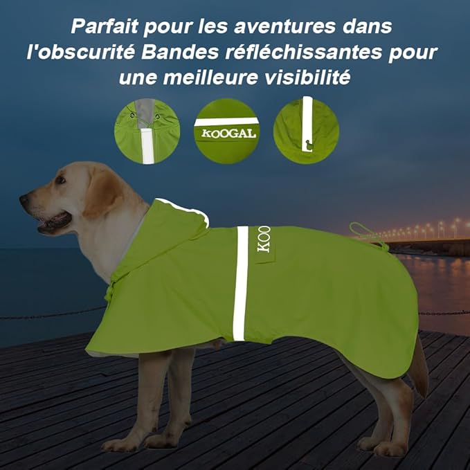 Pet Large Dog Raincoat Apparel Poncho Waterproof for Medium Large Sized for Dog Raincoat Clothes Jacket (Fluor Yellow,5XL)