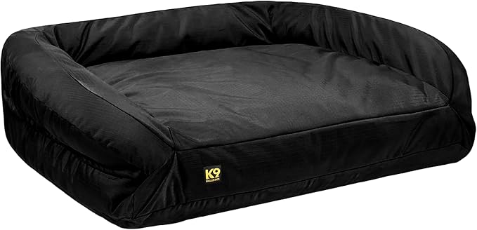 K9 Ballistics Tough Orthopedic Large Bolster Dog Bed - Washable, Durable and Water Resistant Dog Bed - Made for Big Dogs, 34"x40", Black