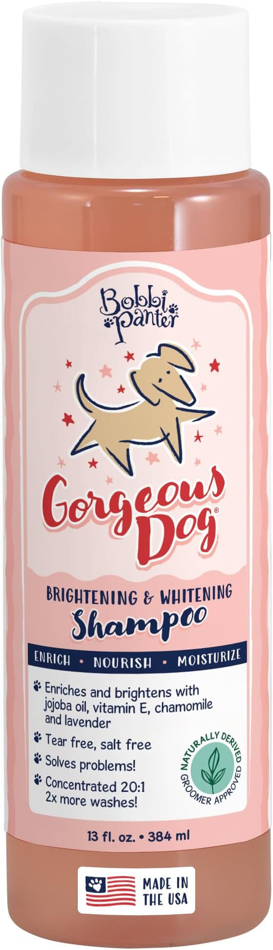 Bobbi Panter Dog Shampoo - Made in USA - All Natural Formula for Whitening All Coats, Enhances Shine & Moiturizes - Concentrated 20:1 for Professional Groomers - Peach Scent, 13 Oz