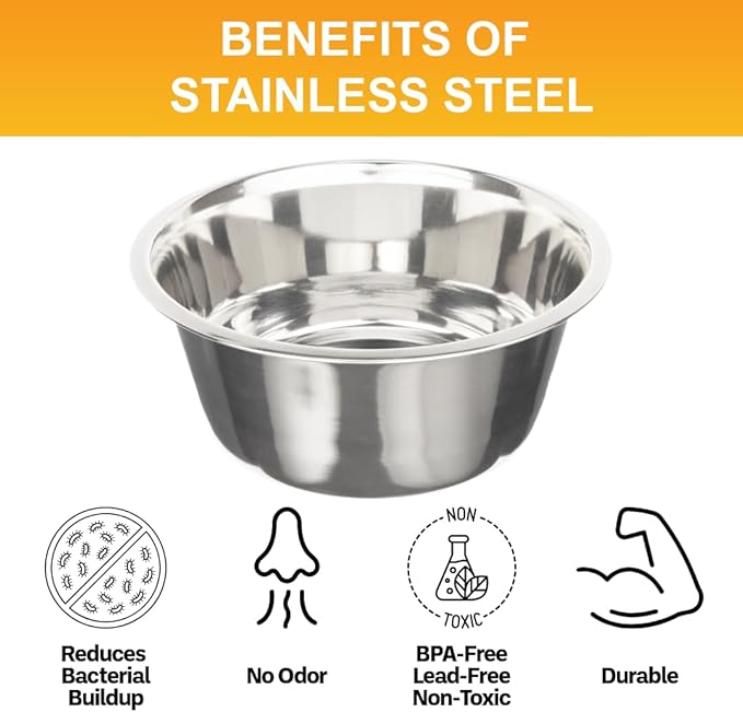 Neater Pet Brands 9 Cup (72 oz.) Stainless Steel Dog Bowls, 1 Single Neater Feeder Replacement Bowl (Large Deluxe Model), Dog Food Bowl or Water Bowls, Dishwasher Safe Metal Dish for Large Dogs