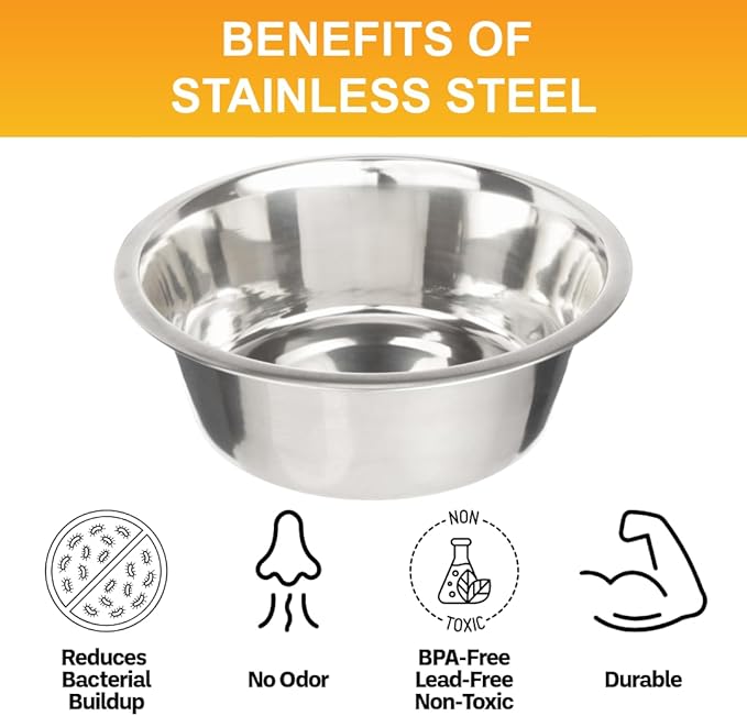 Neater Pet Brands 16 Cup (128 oz.) Stainless Steel Dog Bowls, 1 Single Large Dog Water Bowl or Food Bowl for Indoors or Outdoors, Metal Bowls for Large Breed, Dishwasher Safe Dish for Extra Big Dogs