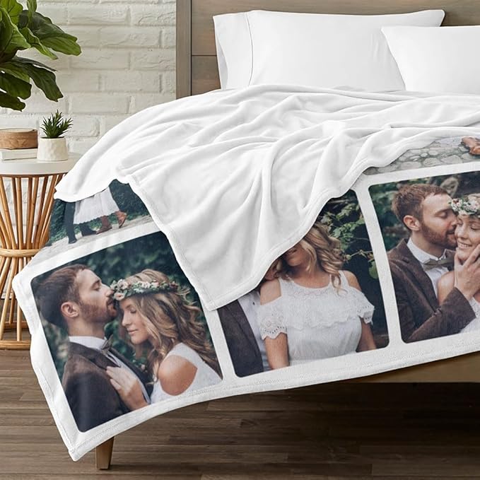 Personalized Blanket with Photo, Custom Photo Blanket, Customized Picture Blankets, Customizable Blankets, Personalized Anniversary Birthday Gifts for Women & Men