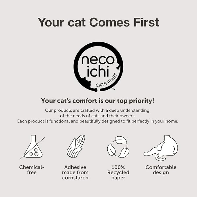 Necoichi Cardboard Cat Scratcher Bed for Indoor Cats - Cat Scratching Board, Horizontal Cat Scratch Pad Lounger with Reversible Usability and Extra Comfort for Lounge, Curved (18" Medium, Dark Cherry)