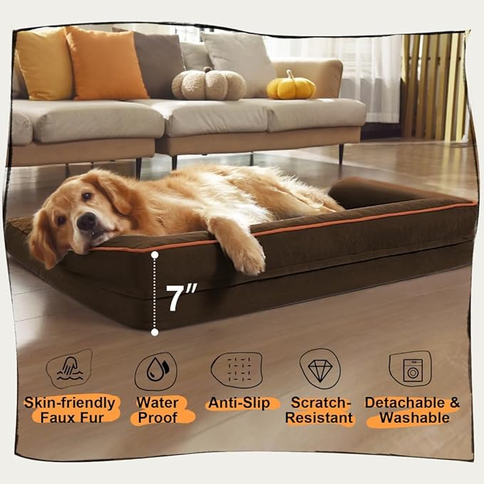 Small Dog Bed Orthopedic Washable Cat Bed Memory Foam Small Couch Sofa Indoor Comfy Pet Beds with Waterproof Removable Cover & Non-Slip Bottom