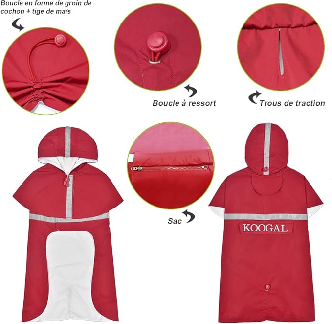 Pet Large Dog Raincoat Apparel Poncho Waterproof for Medium Large Sized,Pet Raincoats for Clothes Jacket,Dog Rain Jacket (Red,6XL)