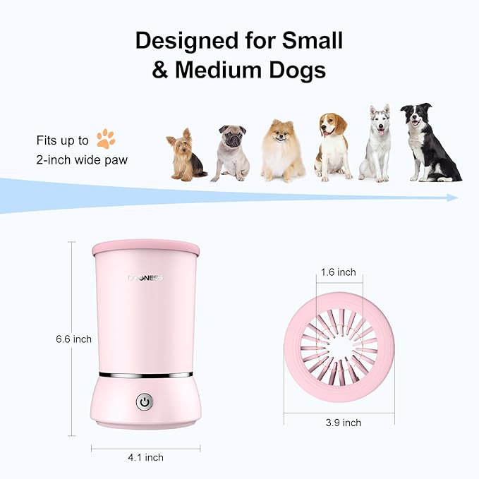 DOGNESS W01 Automatic Dog Paw Cleaner for Small to Medium Dogs (Pink)