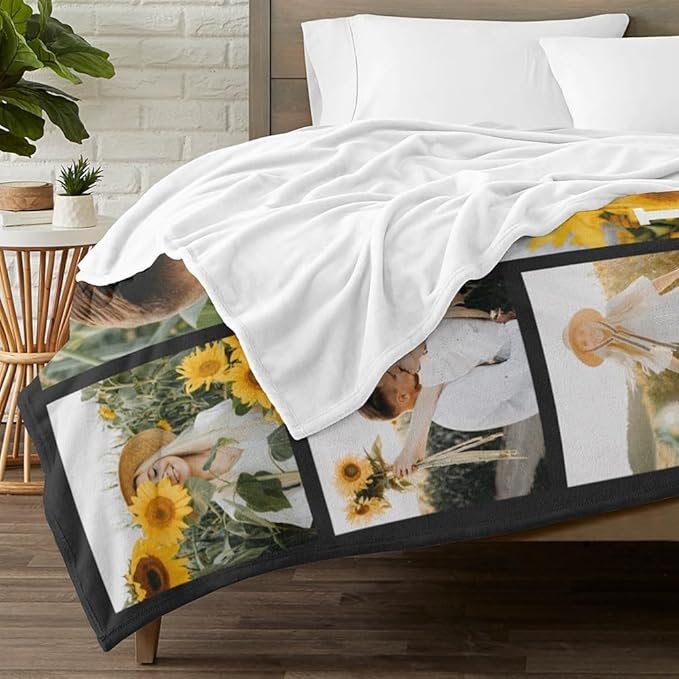 Custom Blanket with Photo, Personalized Blanket, Customized Photo Blankets, Customizable Blankets, Personalized Anniversary Birthday Gifts for Women Men Girlfriend Boyfriend Couple