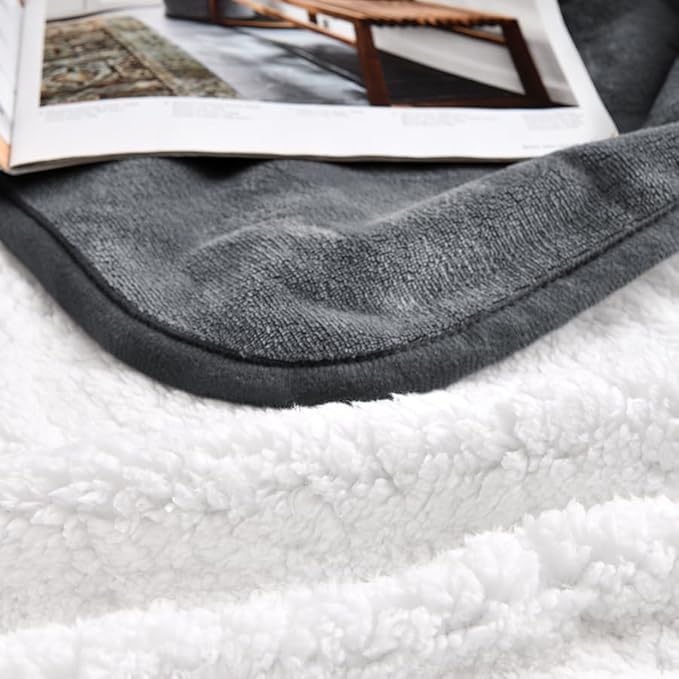 Waterproof Blanket for Bed Couch Sofa, Soft Liquid Pee Proof Pet Blanket for Dog Puppy Cat, Reversible Sherpa Fleece Furniture Protector (Dark Grey, 60x80 inches)