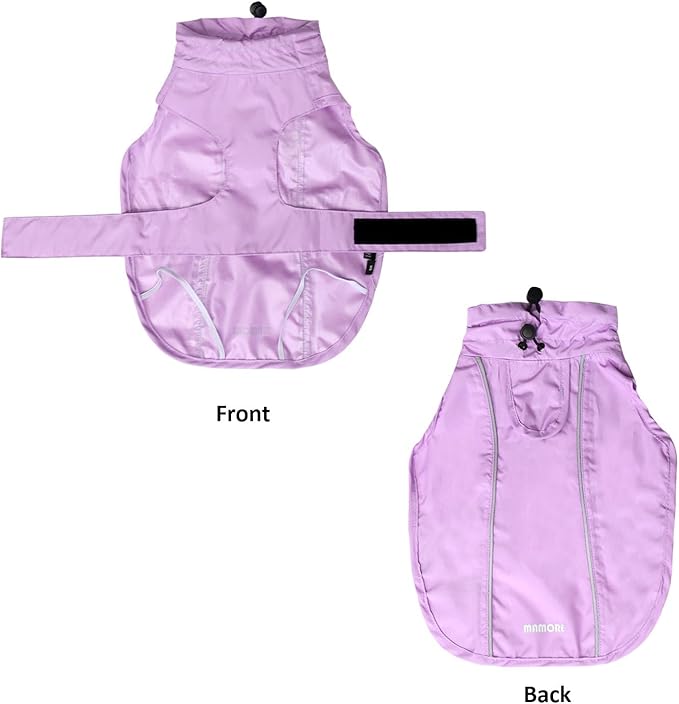 Adjustable Waterproof Dog Raincoat for Dogs,Lightweight Pet Rain Jacket Puppy Clothes with Reflective Strip for Small Medium Large Dogs (Light Purple, Large)