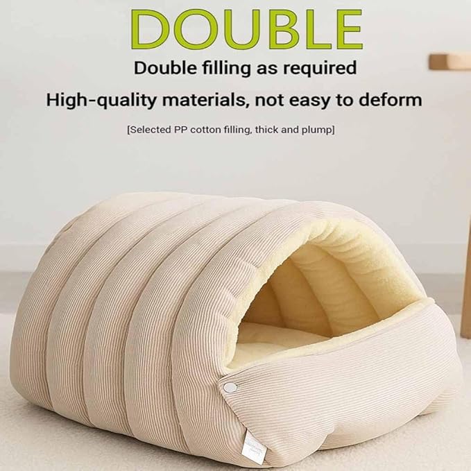 Cutypet Winter Cave, Cozy Monster Cat Bed, Warmth Cozy Comfort Plush Pet Cave with Removable Washable Cushion & Non-Slip Bottom - for Indoor Sleep (Purple, S17.7 * 11.8 * 7.5in)