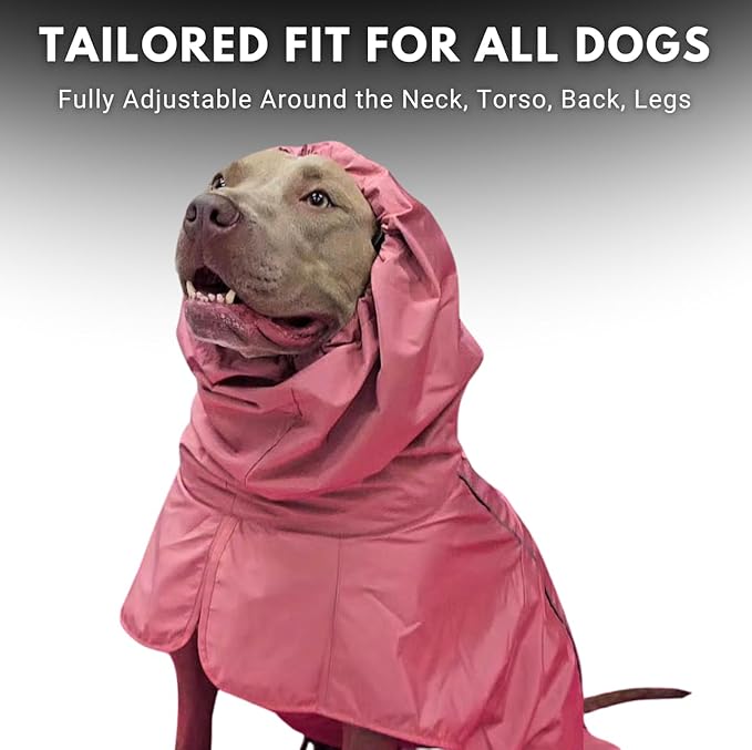 Spark Paws Dog Raincoat, Waterproof Windproof Rain Jacket, for Small Medium Large Extra Large Dogs, Reflective Breathable Full-Body Coverage Dry Suit - Sea Pink, M