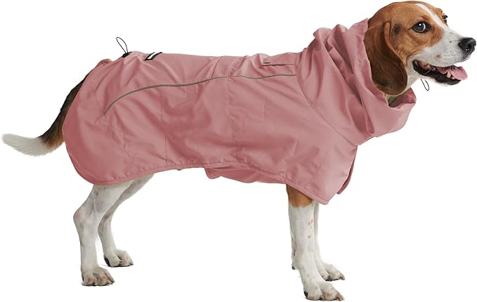 Spark Paws Dog Raincoat, Waterproof Windproof Rain Jacket, for Small Medium Large Extra Large Dogs, Reflective Breathable Full-Body Coverage Dry Suit - Sea Pink, 2XL