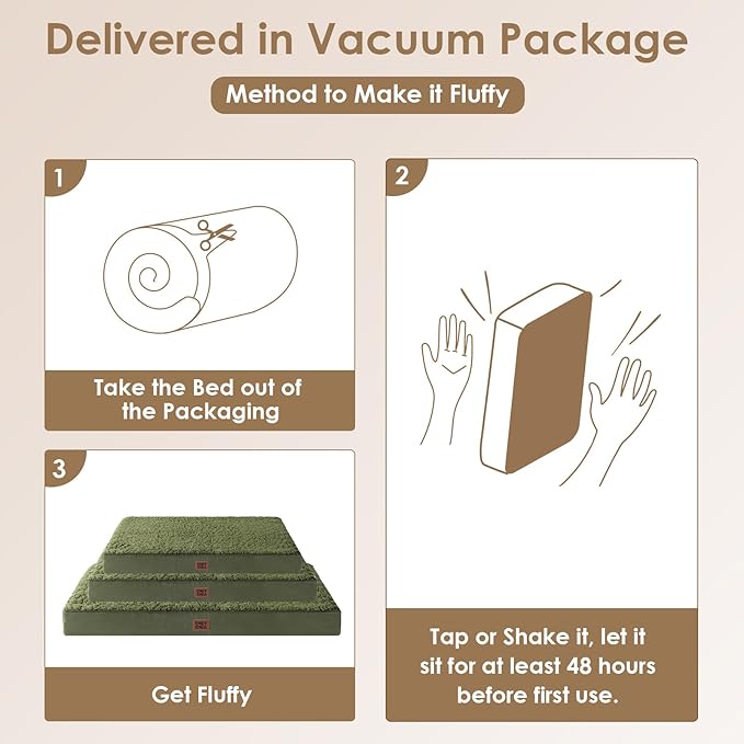 EHEYCIGA Orthopedic XL Dog Beds for Extra Large Dogs with Removable Washable Cover, Dark Green, 44x32