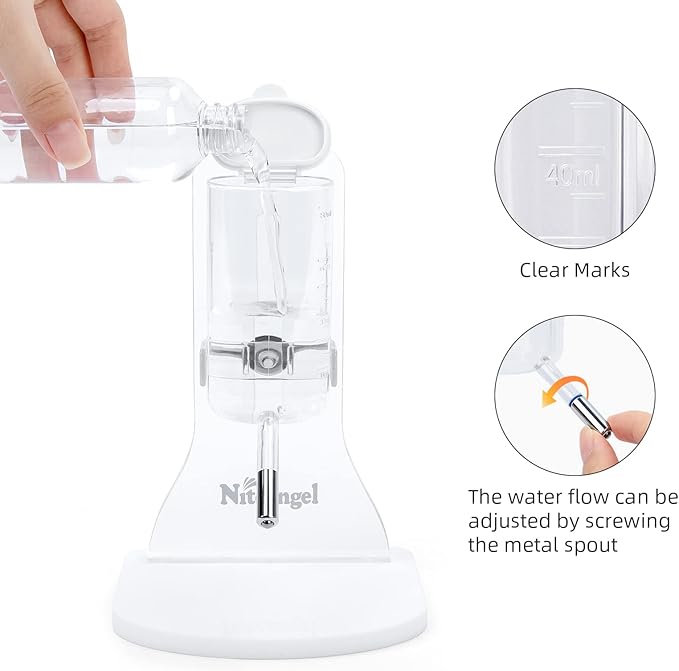 Niteangel 80ml Hamster Water Bottle with Stand No Drip Gerbil Water Feeder Dispenser for Hamster Gerbils Mice Degus Lemming Hedgehog Small-Sized Pet