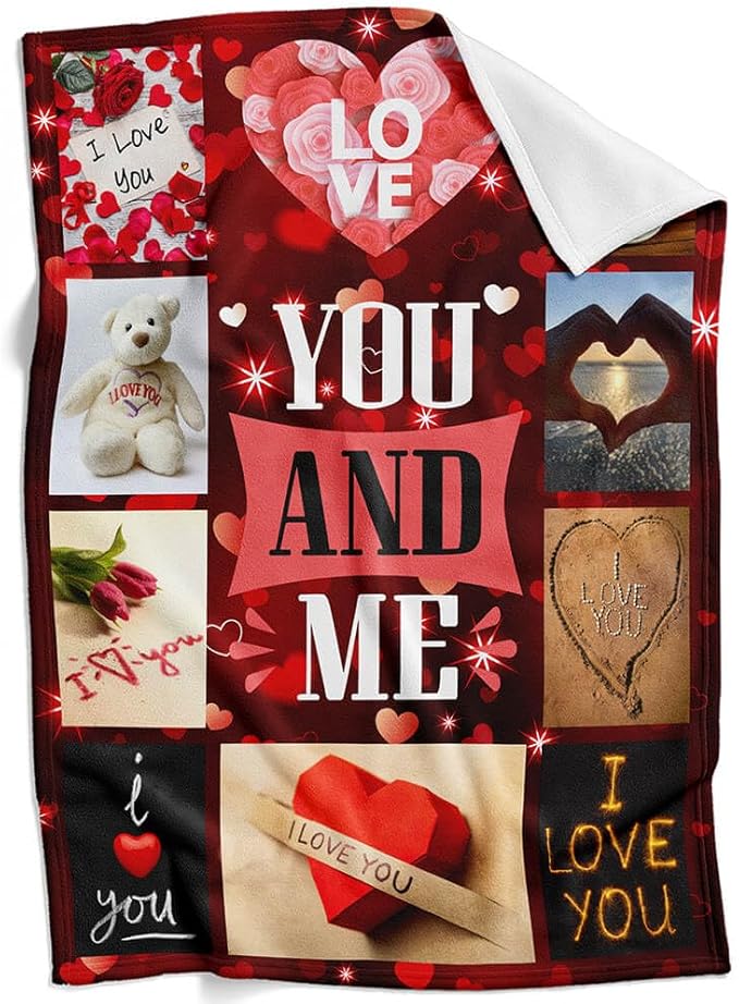 Valentines Day Blanket Gifts for Her & Him, I Love You Blanket, Anniversary Blanket, Super Soft Love Heart Blanket for Girlfriend & Boyfriend, Romantic Gifts for Women & Men, 70" L x 50" W
