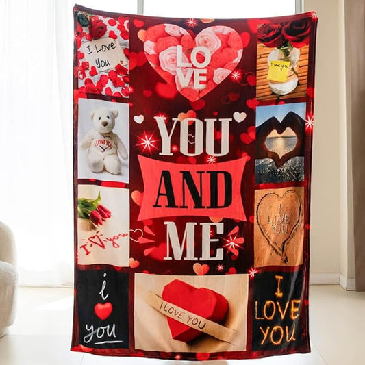 Valentines Day Blanket Gifts for Her & Him, I Love You Blanket, Anniversary Blanket, Super Soft Love Heart Blanket for Girlfriend & Boyfriend, Romantic Gifts for Women & Men, 70" L x 50" W