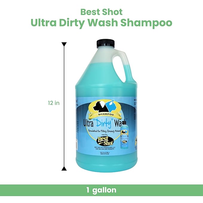 Best Shot Ultra Dirty Wash Shampoo, Coat and Skincare Product for Dogs and Cats, Soap-Free, Quick-Rinsing, Refreshing Agree Musk Fragrance, 1 Gallon