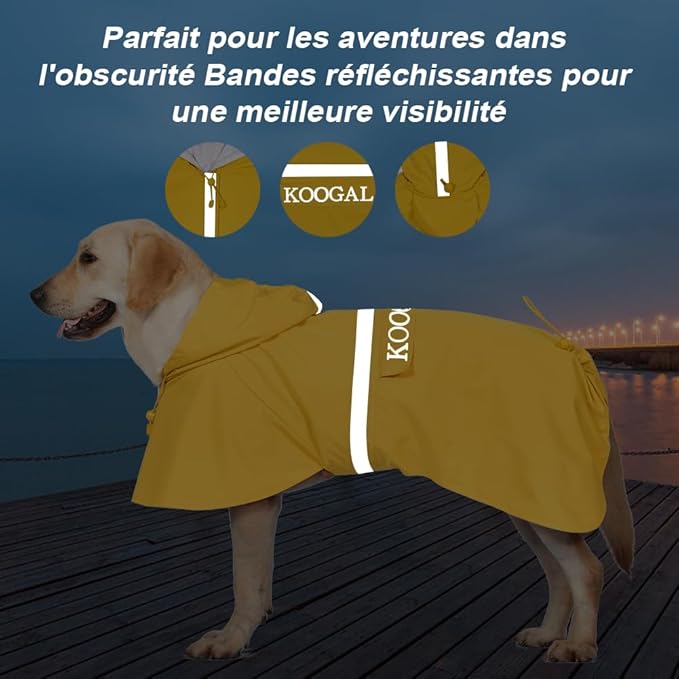 Pet Large Dog Raincoat Apparel Poncho Waterproof for Medium Large Sized for Dog Raincoat Clothes (Yellow, 6XL)