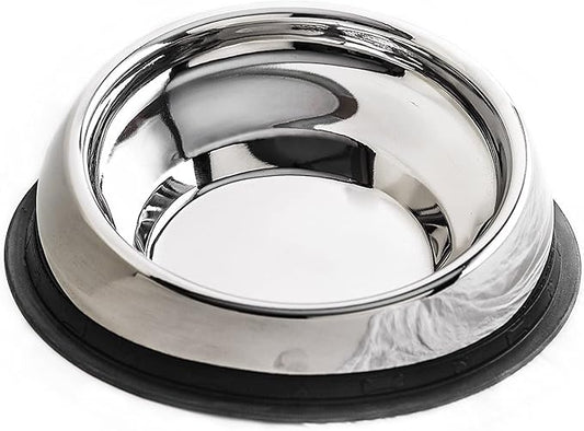 Enhanced Pet Bowl, Stainless Steel Slanted Dog Bowl with Raised Ridge for Flat-Faced Dog Breeds or Cats, Food-Grade Non-Slip No Spill Bowl for Dogs, Less Mess, Less Gas, and Better Digestion (Small)
