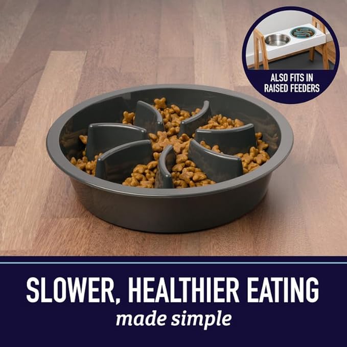 Leash Boss Slow Feeder Dog Bowls - Cup Maze Puzzle Food Bowl with Feeder Holes, Fits into Elevated Pet Feeders - Slow Eating for Large, Medium & Small Sized Breeds