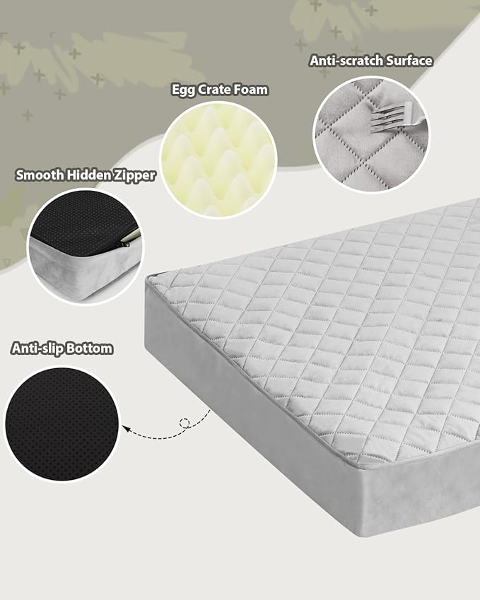 Orthopedic Dog Beds for Medium Dogs Waterproof Dog Bed for Crate, with Removable Washable Cover and Non-Slip Bottom, 29x18 Inch, Light Gray