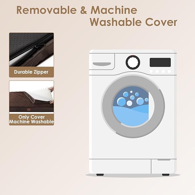 EHEYCIGA Orthopedic Medium Dog Beds for Small Dogs with Removable Washable Cover for Crate, Brown, 30x20