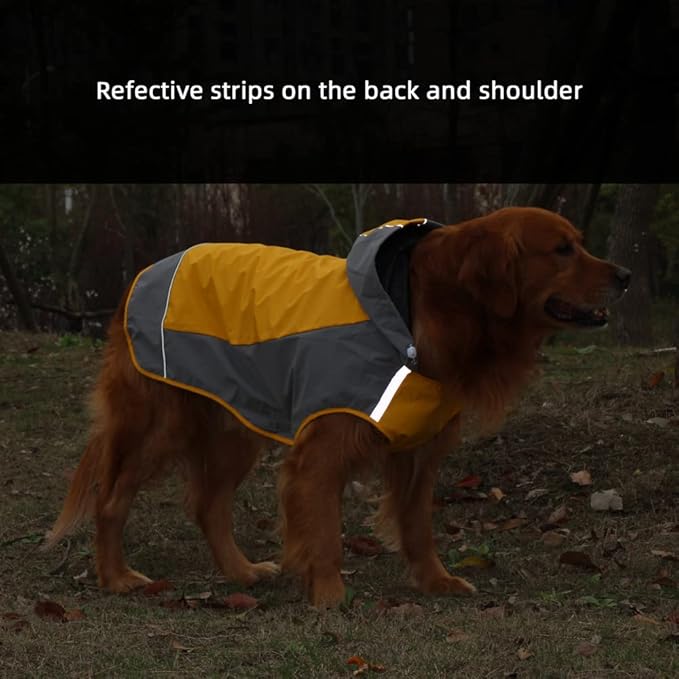 Dogs Packable Lightweight Raincoat: Pet Dog Hood Waterproof Coats Yellow Size 9
