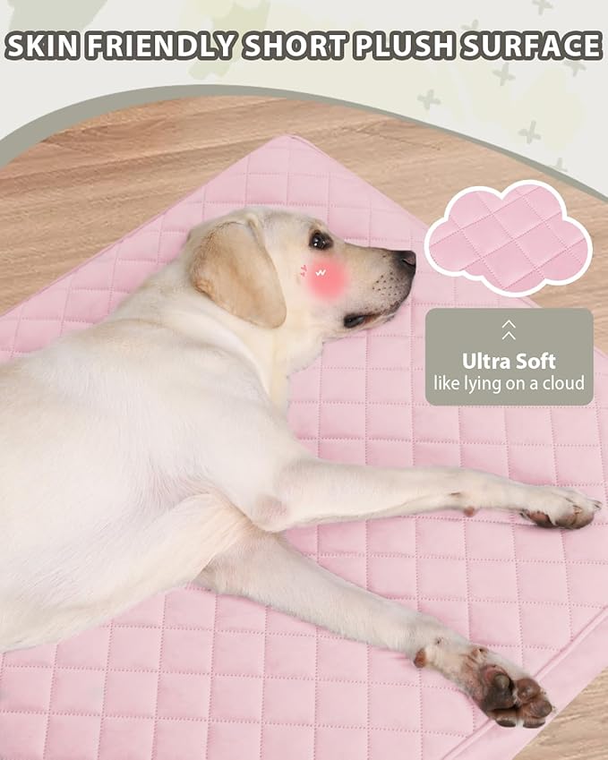 Orthopedic Dog Beds for Extra Large Dogs Waterproof Pet Kennel Pad with Removable Washable Cover and Non-Slip Bottom, 47x29 Inch, Pink