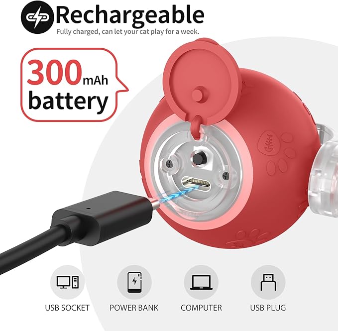 Interactive Cat Toys for Bored Indoor Cats - Motion Activated, RGB Lighting, 2 Speed Settings & 3 Modes - for Cats & Kittens!