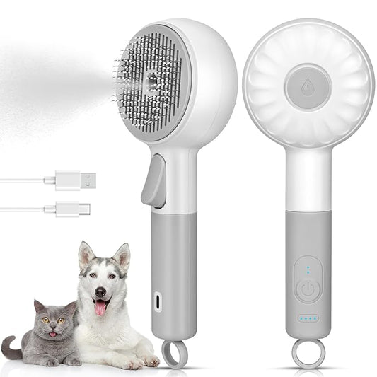 Cat Steam Brush with 2 Steam Modes for Cats Dogs Shedding, Low Noise Pet Hair Brush with One Release Button Cool Mist for Indoor Cats