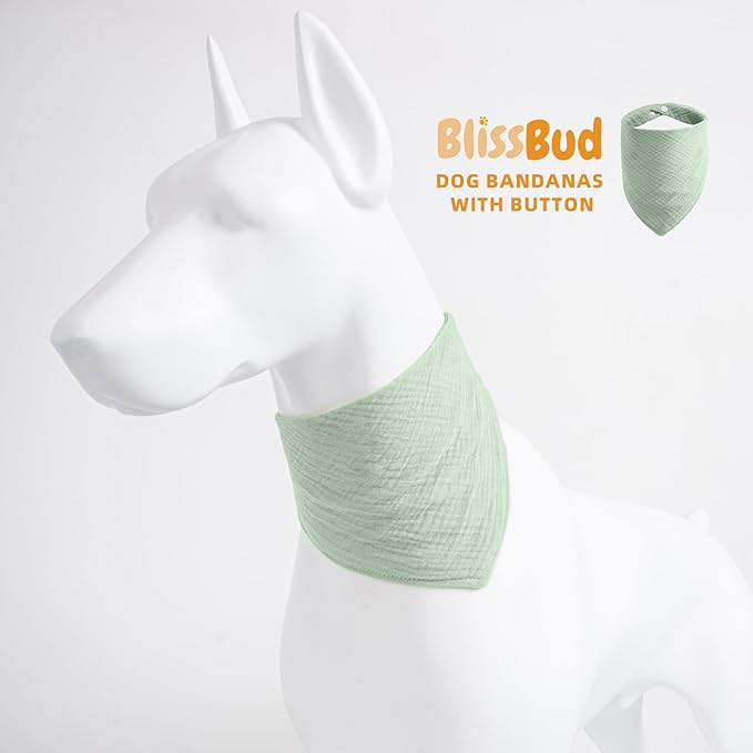 Pet's Bandanas for Medium Dog Solid Color Dogs Scarf with Adustable Button,PeaGreen,Medium