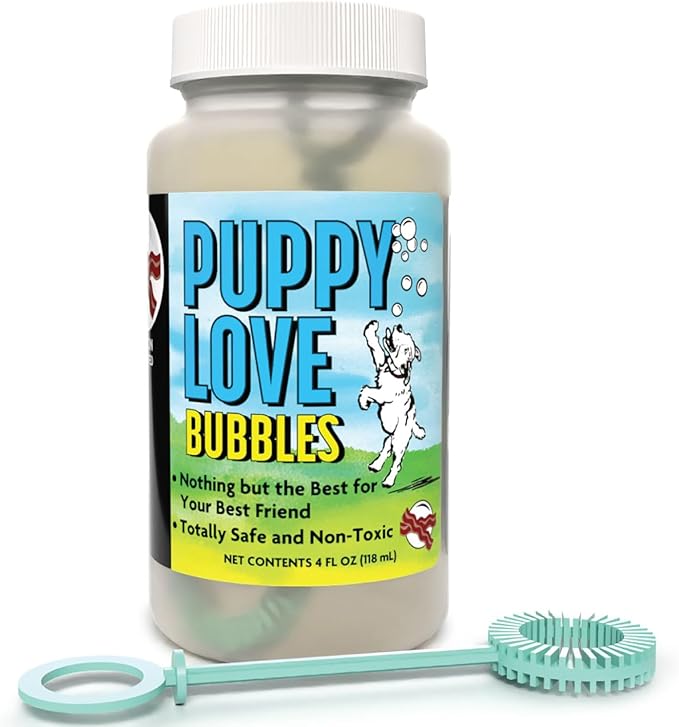 Puppy Love Bubbles, Peanut Butter & Bacon Scented Bubbles 4oz. Bottle-2 Pack Combo (1 Peanut Butter/1 Bacon) for Dogs