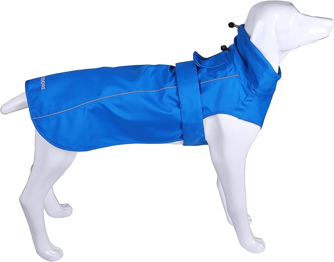 Adjustable Waterproof Dog Raincoat for Dogs,Lightweight Pet Rain Jacket Puppy Clothes with Reflective Strip for Small Medium Large Dogs (Blue, X-Large)
