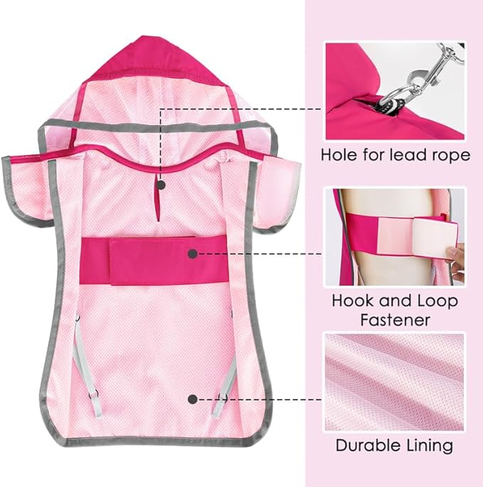 SlowTon Dog Raincoat, Adjustable Dog Rain Jacket Clear Hooded Double Layer, Waterproof Poncho with Reflective Strip Straps and Storage Pocket for Small Medium Large Dogs Puppies(FU XXXL)