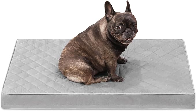 Orthopedic Dog Beds for Medium Dogs Waterproof Dog Bed for Crate, with Removable Washable Cover and Non-Slip Bottom, 29x18 Inch, Light Gray