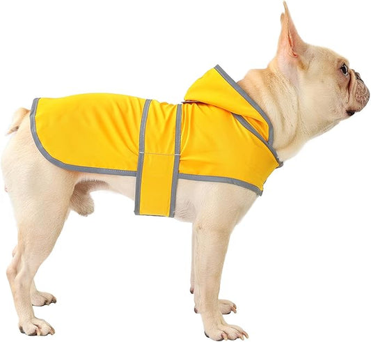 Dog Raincoat Hooded,Waterproof Rain Coat for Dogs with Adjustable Belly Strap,Reflective Strips, Lightweight Slicker Poncho Rain Jacket for Small Medium Large Dogs