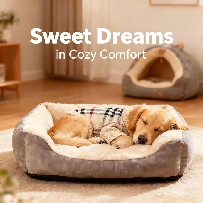 Medium/Large Dog Sweater, Warm Dog Winter Coat w/Sleeves, Comfortable High Neck & Leash Hole, Premium Dog Clothes for Golden Retriever-Best for Holidays, Daily Walks XXL Apricot