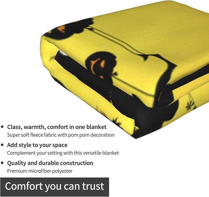 Happy Halloween Throw Blankets Lightweight Plush Fuzzy Cozy Soft Bedding, Fleece Throw Blankets All Season for Sofa Couch Bed 50x60 inches，Cat Pumpkin Tree