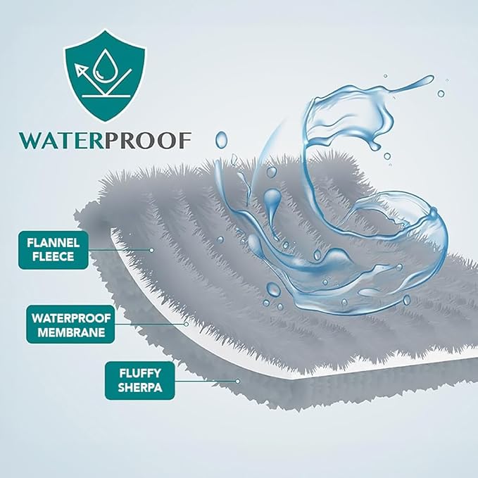 PetAmi Waterproof Dog Blanket for Medium Large Dog Puppy Cat Throw for Couch Cover Leakproof Protection, Sherpa Fleece, Reversible Soft Washable 60x40 Plaid Navy Blue