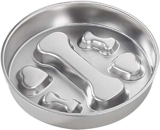 PAKEWAY Slow Feeder Dog Bowls, 304 Stainless Steel Pet Slow Food Bowl, Dog & Cat Food Bowl - Anti-Choking and Vomiting, Easy to Clean, Large Capacity, Non-Slip Base
