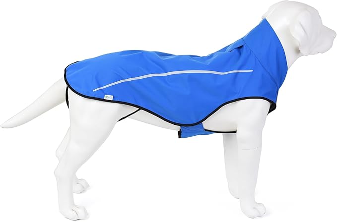 Mile High Life Dog Raincoat, Adjustable Waterproof Reflective Rain Jacket for Small Medium Large Dogs, Lightweight Breathable Pet Rain Coat with Leash Hole(Blue,XXL Chest 36-42")